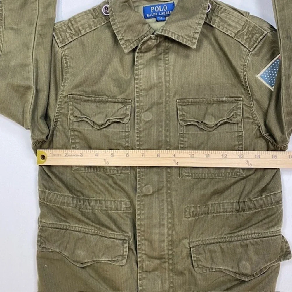 Polo Ralph Lauren Kids Small 8 Green Herringbone Twill Military Field Jacket